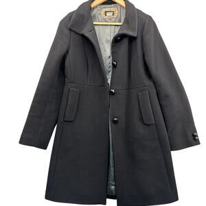 J. Crew Lady Day Black Italian Double-Cloth Wool Long Trench Coat Women 6